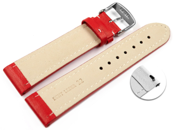 Quick Release Watch Strap Genuine Leather smooth red wN 18mm 20mm 22mm 24mm 26mm