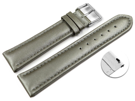 Quick Release Watch Strap Genuine Leather smooth dark...