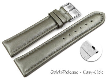 Quick Release Watch Strap Genuine Leather smooth dark gray 18mm 20mm 22mm 24mm 26mm