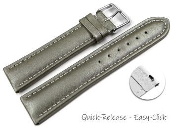 Quick Release Watch Strap Genuine Leather smooth dark gray wN 18mm 20mm 22mm 24mm 26mm