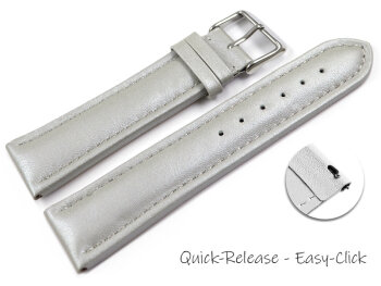 Quick Release Watch Strap Genuine Leather smooth light gray 18mm 20mm 22mm 24mm 26mm