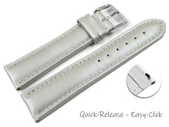 Quick Release Watch Strap Genuine Leather smooth light gray wN 18mm 20mm 22mm 24mm 26mm