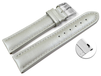 Quick Release Watch Strap Genuine Leather smooth light gray wN 18mm 20mm 22mm 24mm 26mm