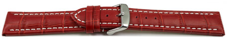 Watch strap - Genuine leather - Croco print - red