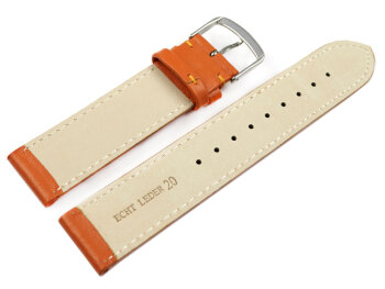 Watch Strap Genuine Italy Leather Soft Padded orange 18mm Steel