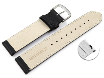 Quick release Watch band genuine leather smooth black