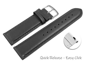 Quick release Watch band genuine leather smooth dark gray