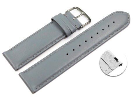 Quick release Watch band genuine leather smooth light gray