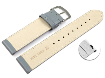 Quick release Watch band genuine leather smooth light gray