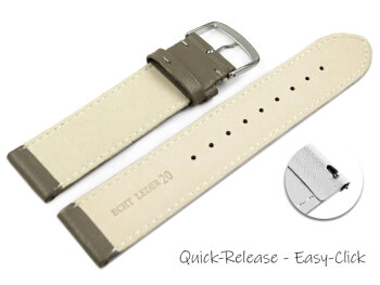 Quick release Watch band genuine leather smooth light gray