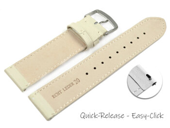 Quick release Watch band genuine leather smooth Cream