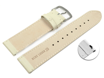 Quick release Watch band genuine leather smooth Cream