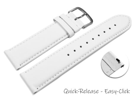 Quick release Watch band genuine leather smooth white
