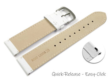 Quick release Watch band genuine leather smooth white