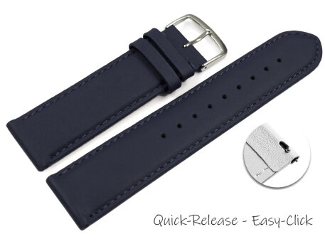 Quick release Watch band genuine leather smooth dark blue