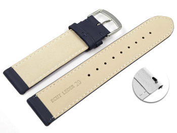 Quick release Watch band genuine leather smooth dark blue