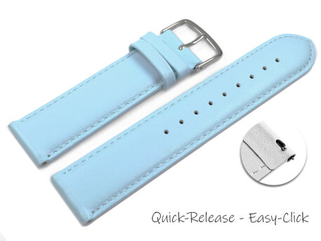Quick release Watch band genuine leather smooth Ice blue