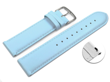 Quick release Watch band genuine leather smooth Ice blue