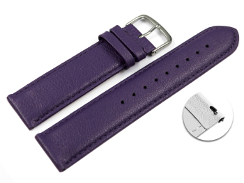 Quick release Watch band genuine leather smooth Aubergine