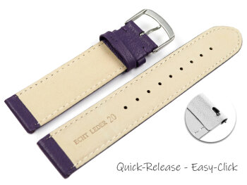 Quick release Watch band genuine leather smooth Aubergine