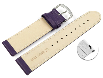 Quick release Watch band genuine leather smooth Aubergine