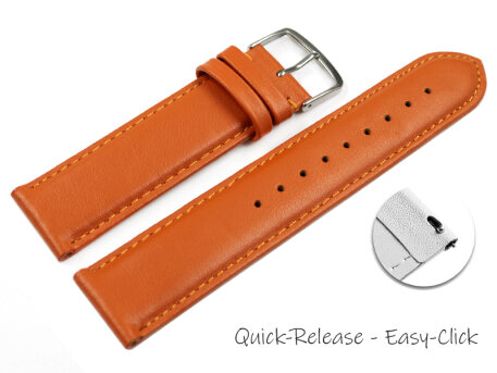Quick release Watch band genuine leather smooth orange