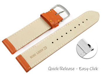Quick release Watch band genuine leather smooth orange