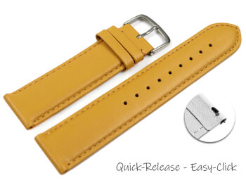 Quick release Watch band genuine leather smooth Mustard