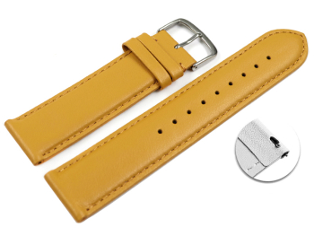 Quick release Watch band genuine leather smooth Mustard