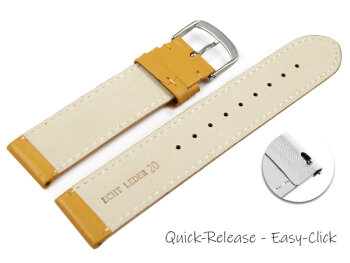 Quick release Watch band genuine leather smooth Mustard