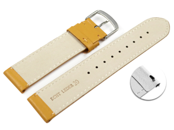 Quick release Watch band genuine leather smooth Mustard