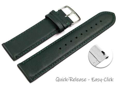 Quick release Watch band genuine leather smooth dark green