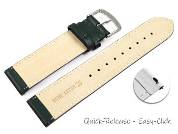 Quick release Watch band genuine leather smooth dark green
