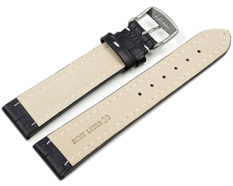Watch strap - Genuine leather - Croco print - black