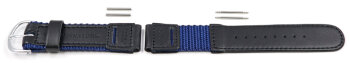 Watch strap Casio for W-94HF-2AVH, Textile/Leather, black/dark-blue