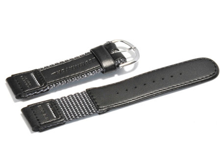 Watch strap Casio for W-94HF-8AVH, Textile/Leather, black/dark-grey