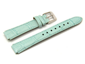 Watch strap Casio for LTP-2069L-7A2, Leather, light blue, croco print