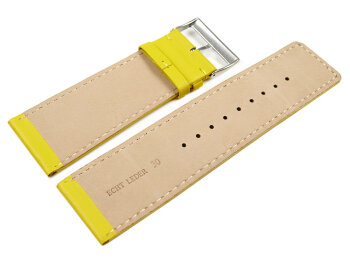 Watch strap genuine leather yellow 30mm