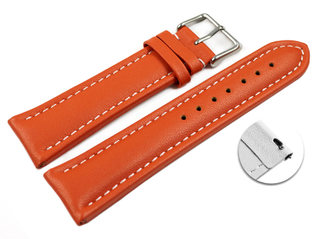 Quick release Watch Strap Genuine leather smooth orange...