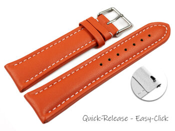 Quick release Watch Strap Genuine leather smooth orange wN 18mm 20mm 22mm 24mm 26mm