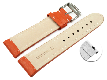 Quick release Watch Strap Genuine leather smooth orange wN 18mm 20mm 22mm 24mm 26mm