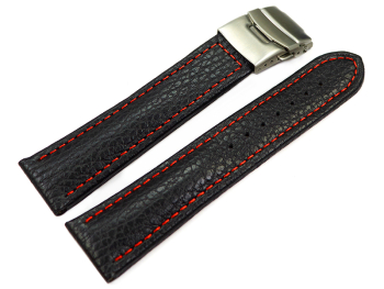 Watch Strap Deployment Clasp Genuine Grained Leather...