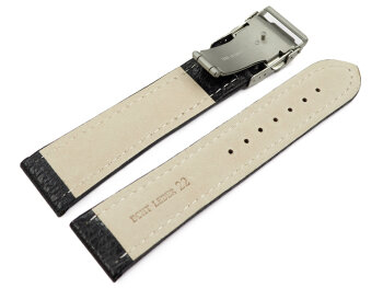 Watch Strap Deployment Clasp Genuine Grained Leather black rN 18mm 20mm 22mm 24mm 26mm