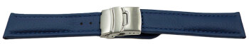 Watch Strap Deployment Clasp Genuine Grained Leather blue...