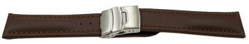 Deployment clasp Genuine leather smooth dark brown 18mm...
