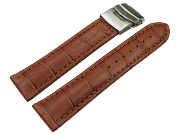 Watch Strap Deployment clasp leather Croco stamp light brown 18mm 20mm 22mm 24mm 26mm