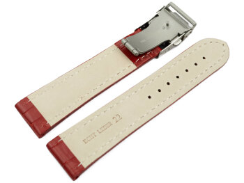Watch Strap Deployment clasp leather Croco stamp red wN 18mm 20mm 22mm 24mm 26mm