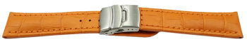 Watch Strap Deployment clasp leather Croco stamp orange...