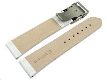 Watch Strap Deployment clasp leather Croco stamp white 18mm 20mm 22mm 24mm 26mm