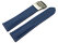 Watch Strap Deployment Clasp Genuine Grained Leather blue 18mm Steel